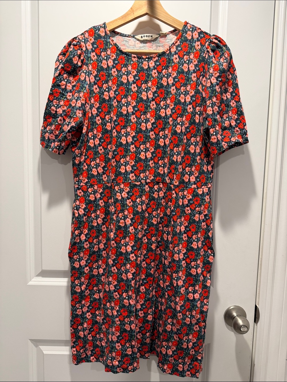 Boden Coral and Pink Floral Midi Dress